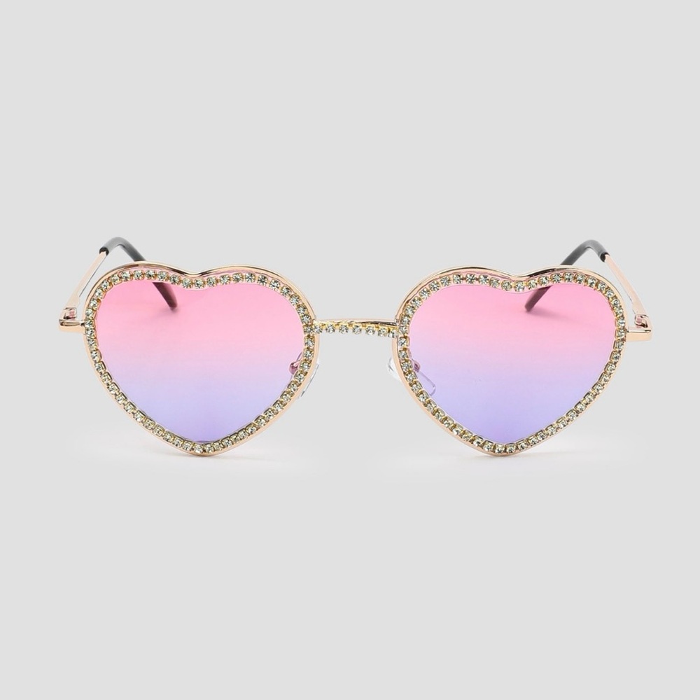 Embellished Heart Shaped Sunglasses